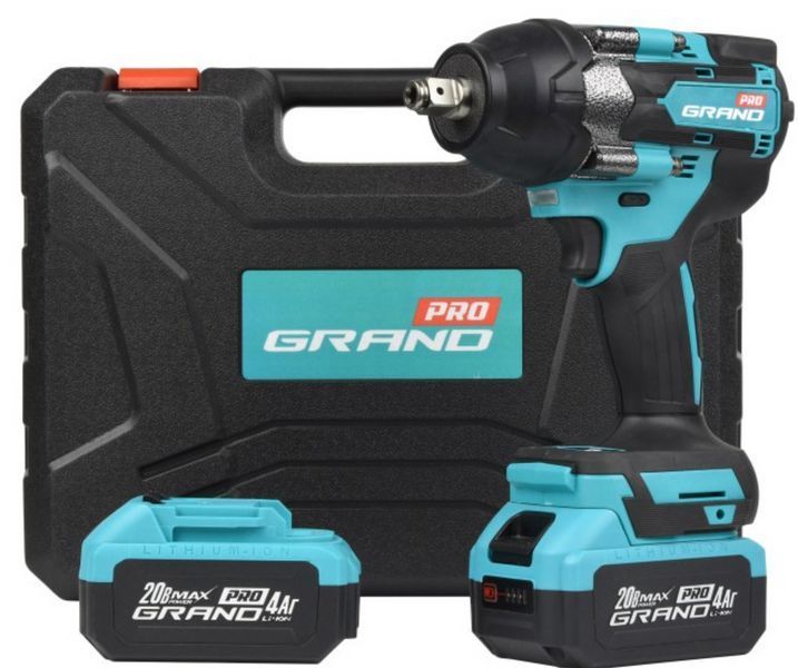 Аккумуляторный ударный гайковерт Grand AG-800UBL 20 В 800 Нм бесщеточный 1/2| 2800 об/мин 2 АКБ 4 Аг Grand AG-800UBL фото