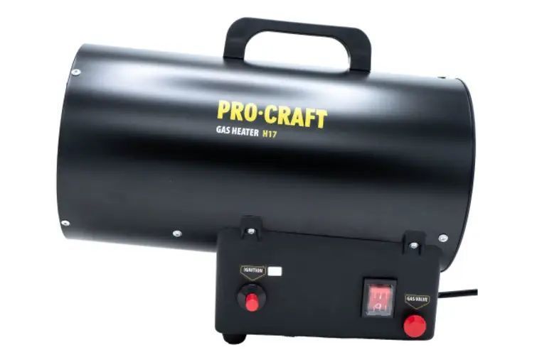 Газовая пушка Procraft H17 17 кВт на газе G30 с пьезорастающим редуктором и шлангом для обогрева помещений мастерский состава Procraft H17 фото