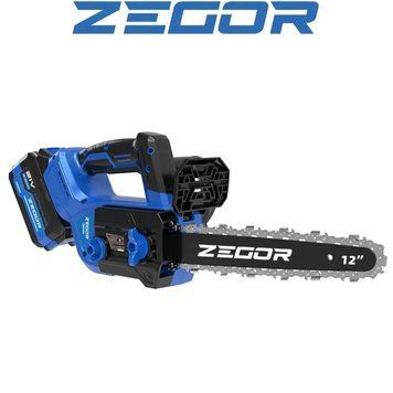 Професійна акумуляторна ланцюгова пила ZEGOR CSAX-21BL-12 21 В безщіткова шина 12&Prime; 305 мм 13,5 м/с 2 АКБ 6 Аг кейс для дому дачі ZEGOR CSAX-21BL-12 фото
